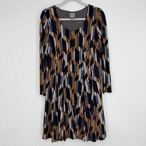 Rabbit Rabbit Rabbit Designs Fit and Flare Swing Geo Print Dress Womens 12